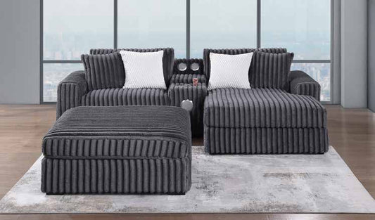 3826-3E Charcoal Modular 3pc Secional Living Room Set