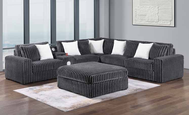 3826-6B Charcoal Modular 6pc Secional Living Room Set