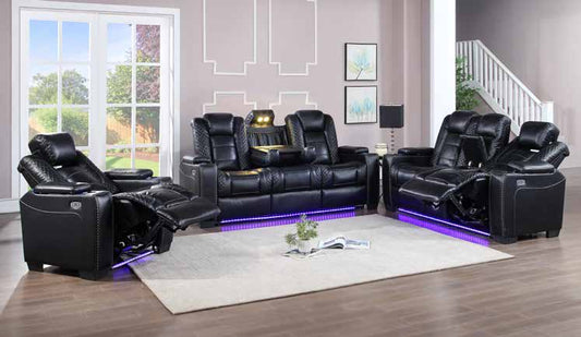 9490 Black Power LED Living Room Set