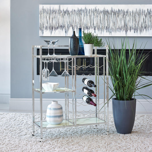 Derion Bar Cart in Chrome - Coaster Furniture
