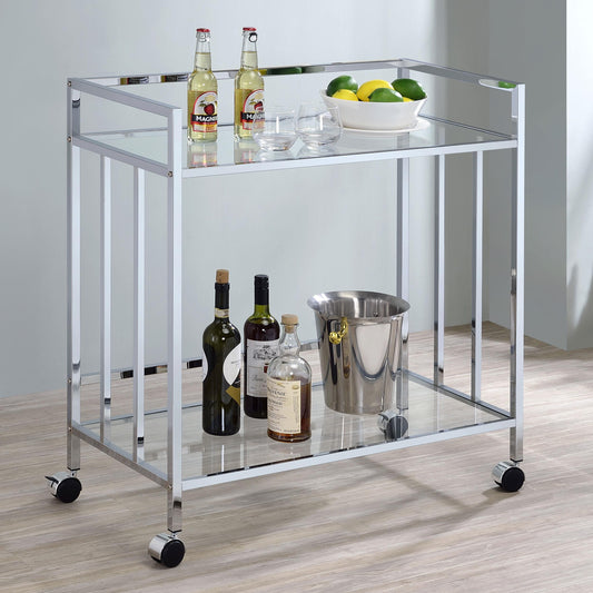 Cara Bar Cart in Chrome - Coaster Furniture