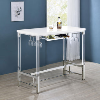 Norcrest Bar Table in White High Gloss - Coaster Furniture