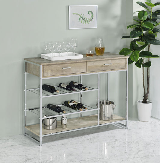 Melrose Bar Cabinet in Grey Washed Oak - Coaster Furniture
