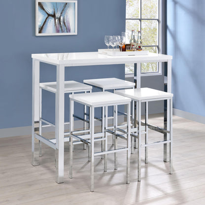 Natividad 5-Piece Bar Set in White High Gloss - Coaster Furniture
