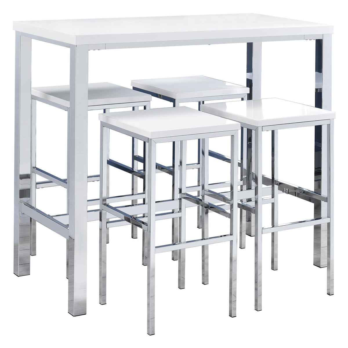 Natividad 5-Piece Bar Set in White High Gloss - Coaster Furniture