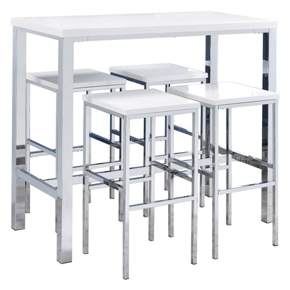 Natividad 5-Piece Bar Set in White High Gloss - Coaster Furniture