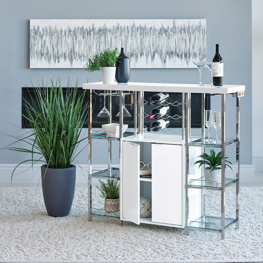 Gallimore Bar Cabinet in White - Coaster Furniture