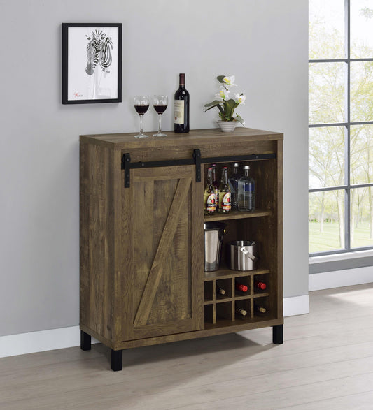 Arlington Wine Cabinet in Rustic Oak - Coaster Furniture