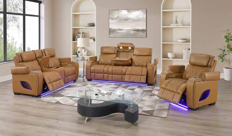 9612 Cognac Power Living Room Set