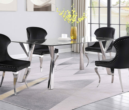 Alaia Dining Table in Polished Stainless Steel - Coaster Furniture
