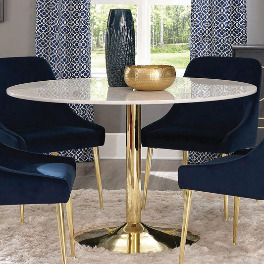 Kella Dining Table in White Marble - Coaster Furniture
