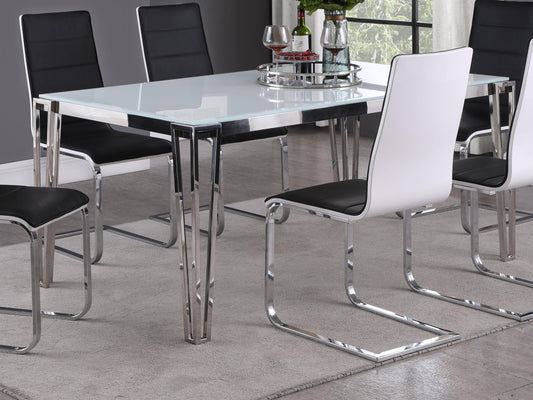 Pauline Dining Table in Polished Stainless Steel - Coaster Furniture