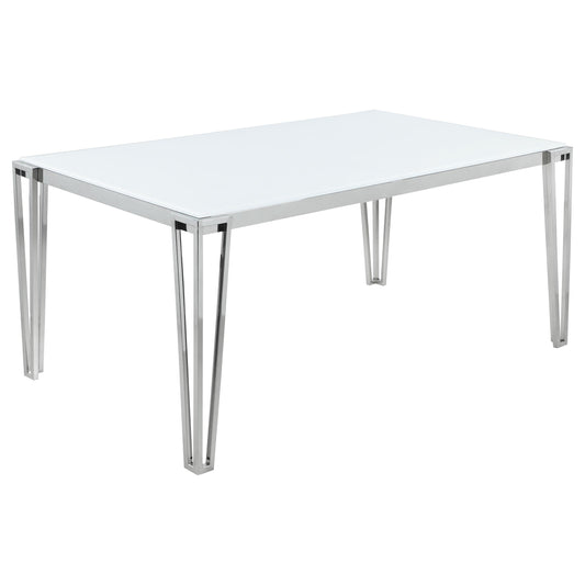 Pauline Dining Table in Polished Stainless Steel - Coaster Furniture
