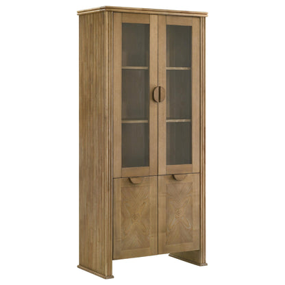 Adina Display Cabinet in Barley / Distressed Light Brown - Coaster Furniture