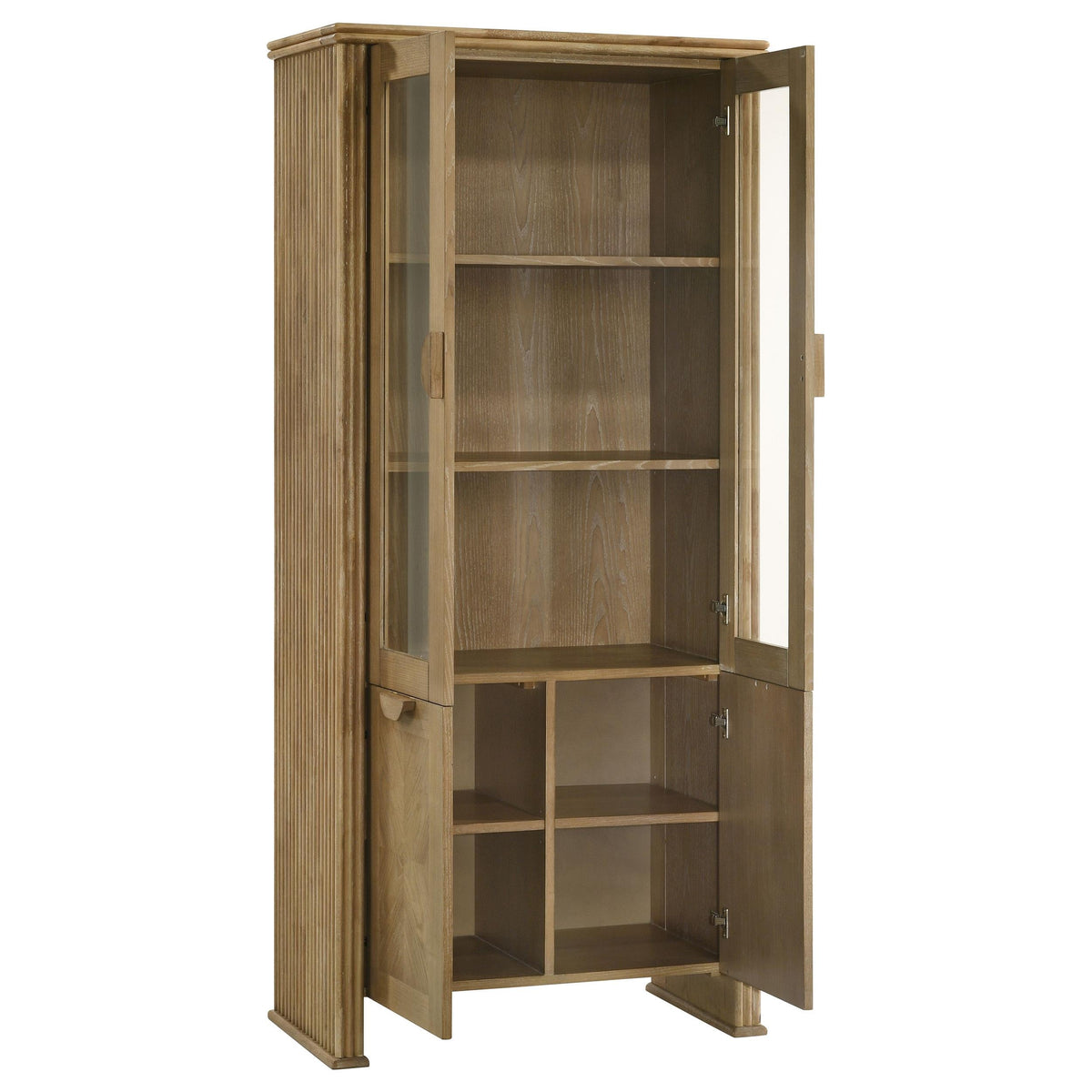 Adina Display Cabinet in Barley / Distressed Light Brown - Coaster Furniture