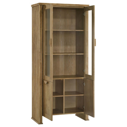 Adina Display Cabinet in Barley / Distressed Light Brown - Coaster Furniture