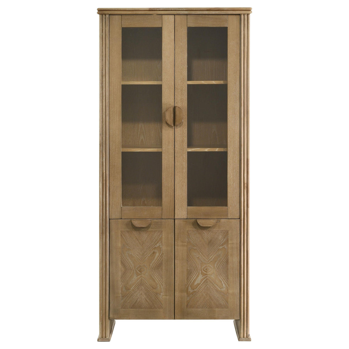 Adina Display Cabinet in Barley / Distressed Light Brown - Coaster Furniture