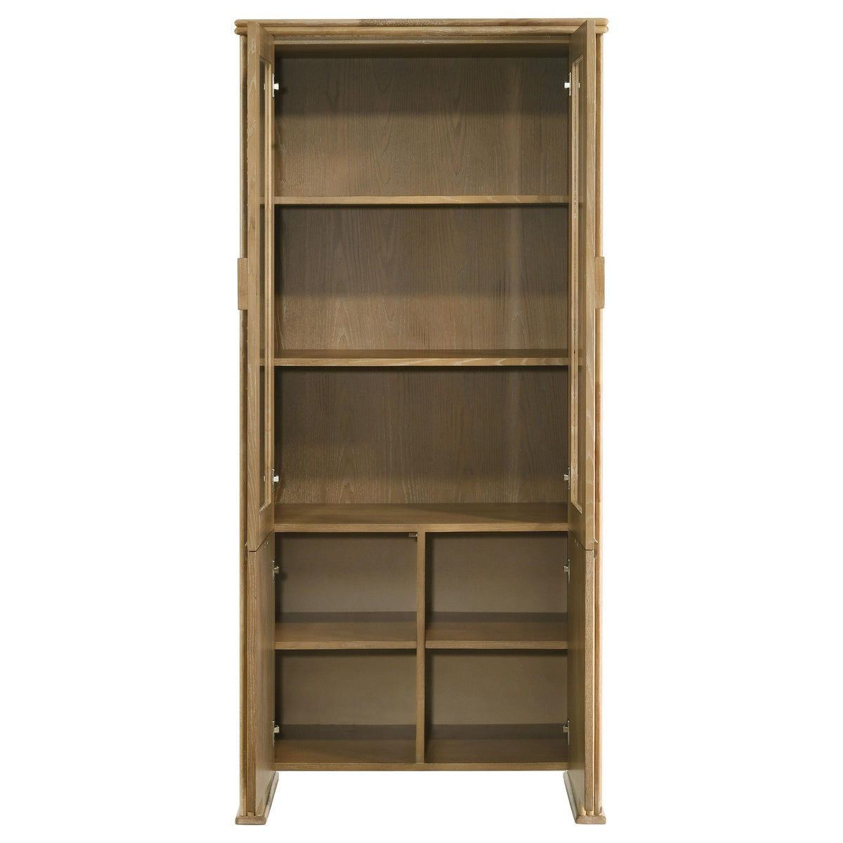 Adina Display Cabinet in Barley / Distressed Light Brown - Coaster Furniture