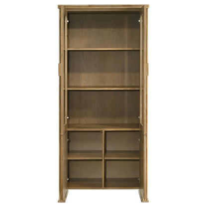 Adina Display Cabinet in Barley / Distressed Light Brown - Coaster Furniture