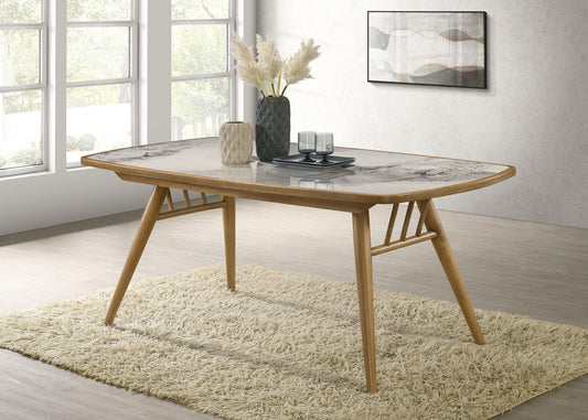 Croyden Dining Table in Grey / Weathered Natural - Coaster Furniture