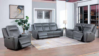 9704 Charcoal Leather Living Room Set