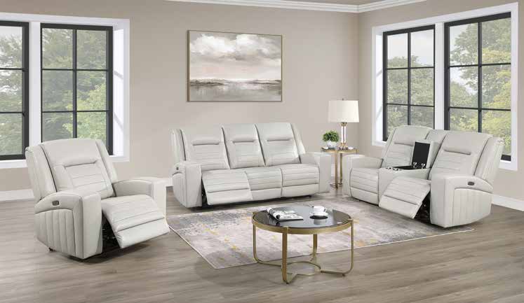 9711 Beige Leather Power Living Room Set