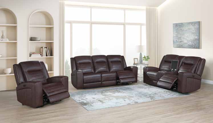 9712 Chestnut Brown Leather Power Living Room Set