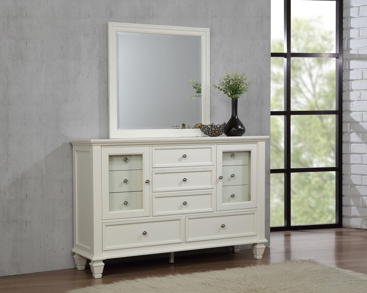 Sandy Beach Dresser With Mirror in Cream White - Coaster Furniture