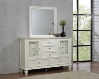 Sandy Beach Dresser With Mirror in Cream White - Coaster Furniture