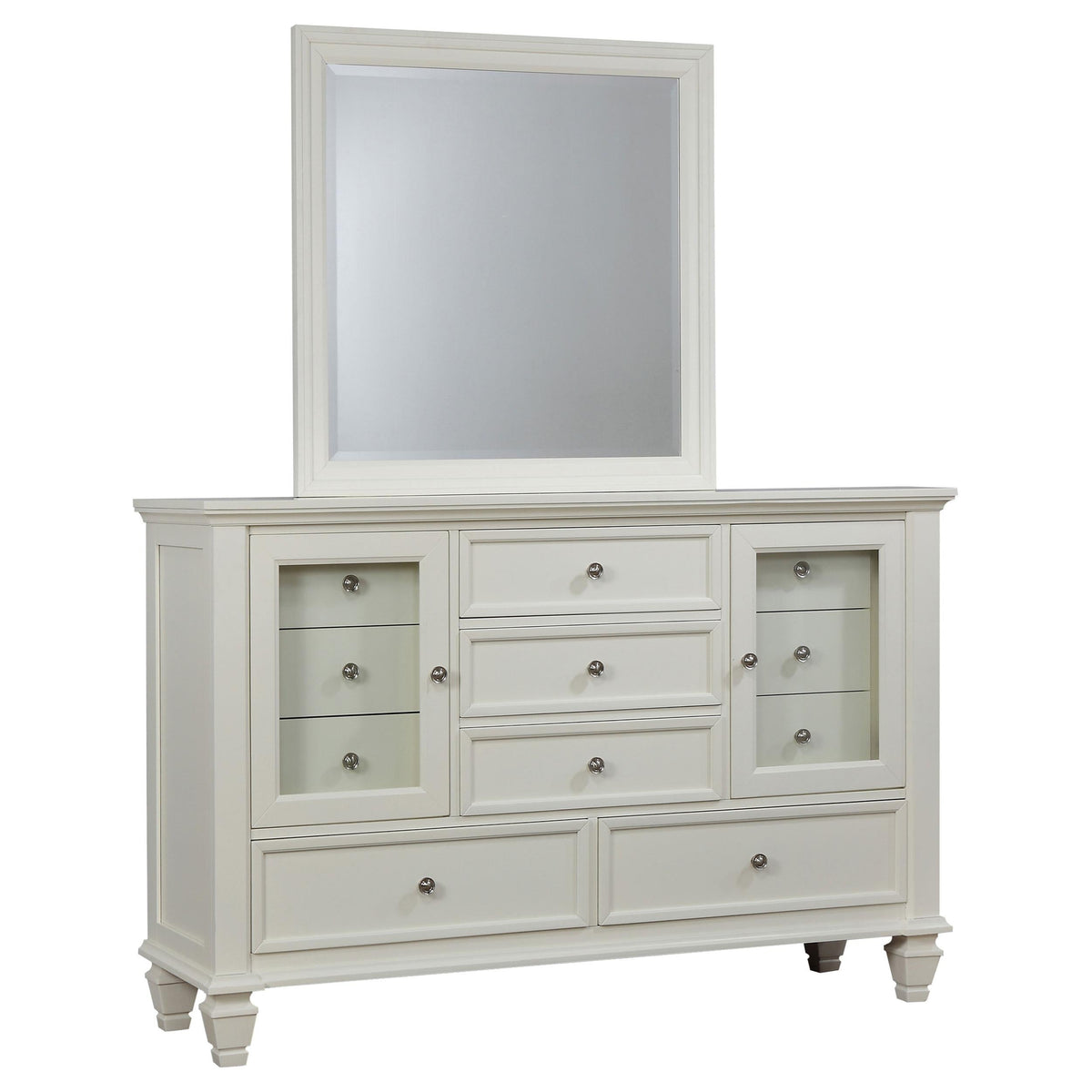Sandy Beach Dresser With Mirror in Cream White - Coaster Furniture