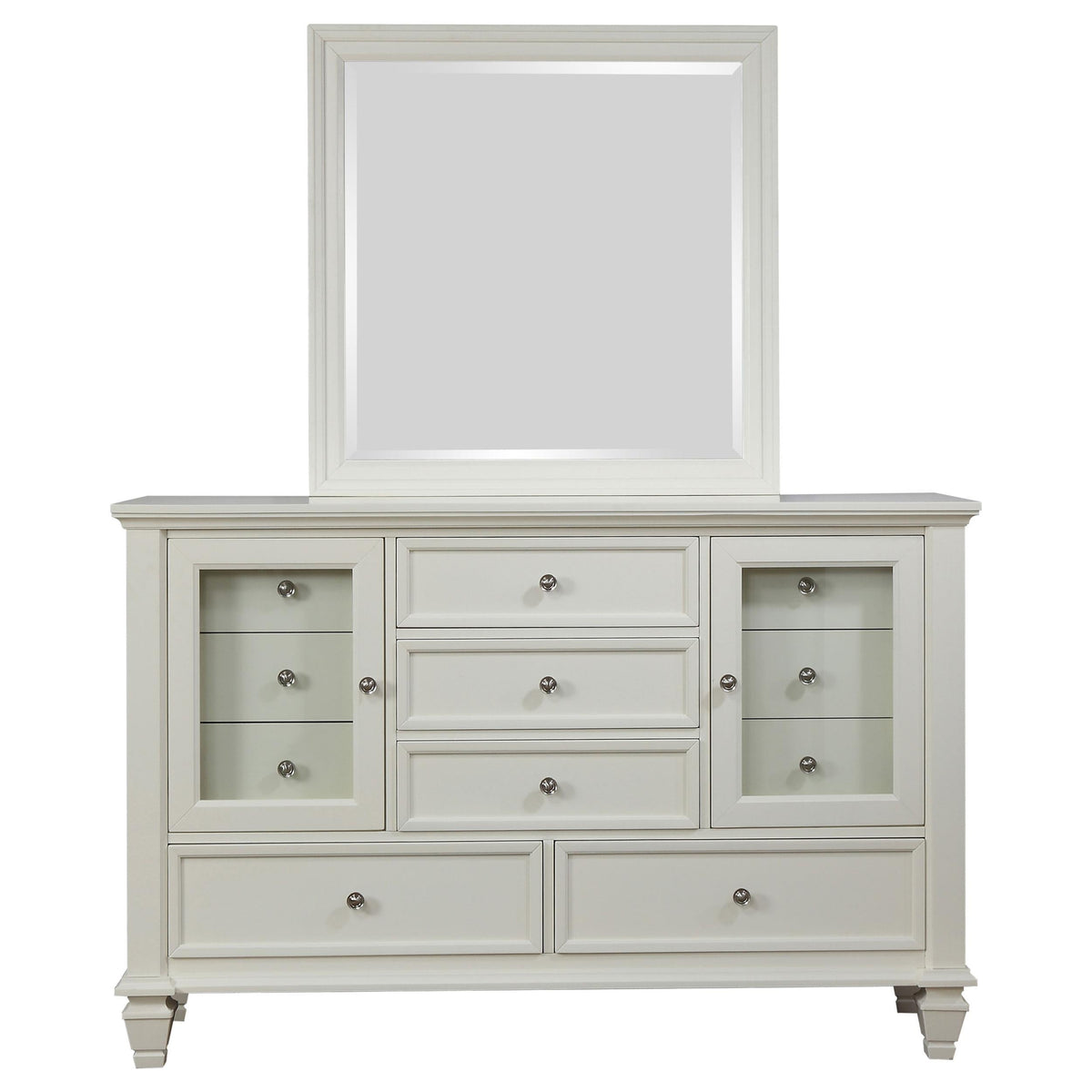 Sandy Beach Dresser With Mirror in Cream White - Coaster Furniture