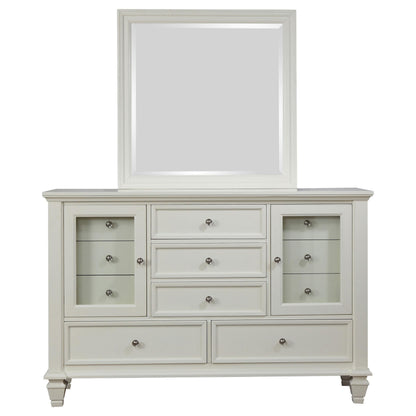 Sandy Beach Dresser With Mirror in Cream White - Coaster Furniture