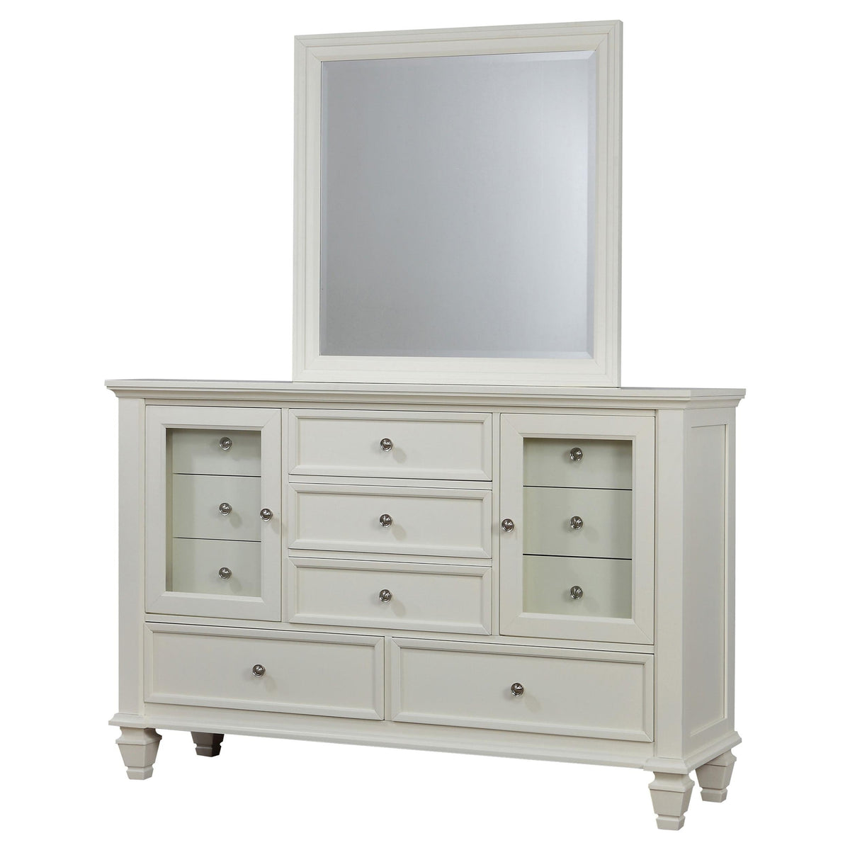 Sandy Beach Dresser With Mirror in Cream White - Coaster Furniture