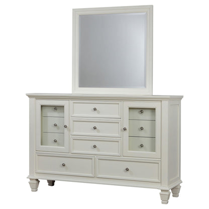 Sandy Beach Dresser With Mirror in Cream White - Coaster Furniture