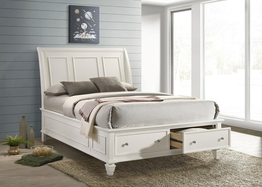Sandy Beach Queen Bed in Cream White - Coaster Furniture