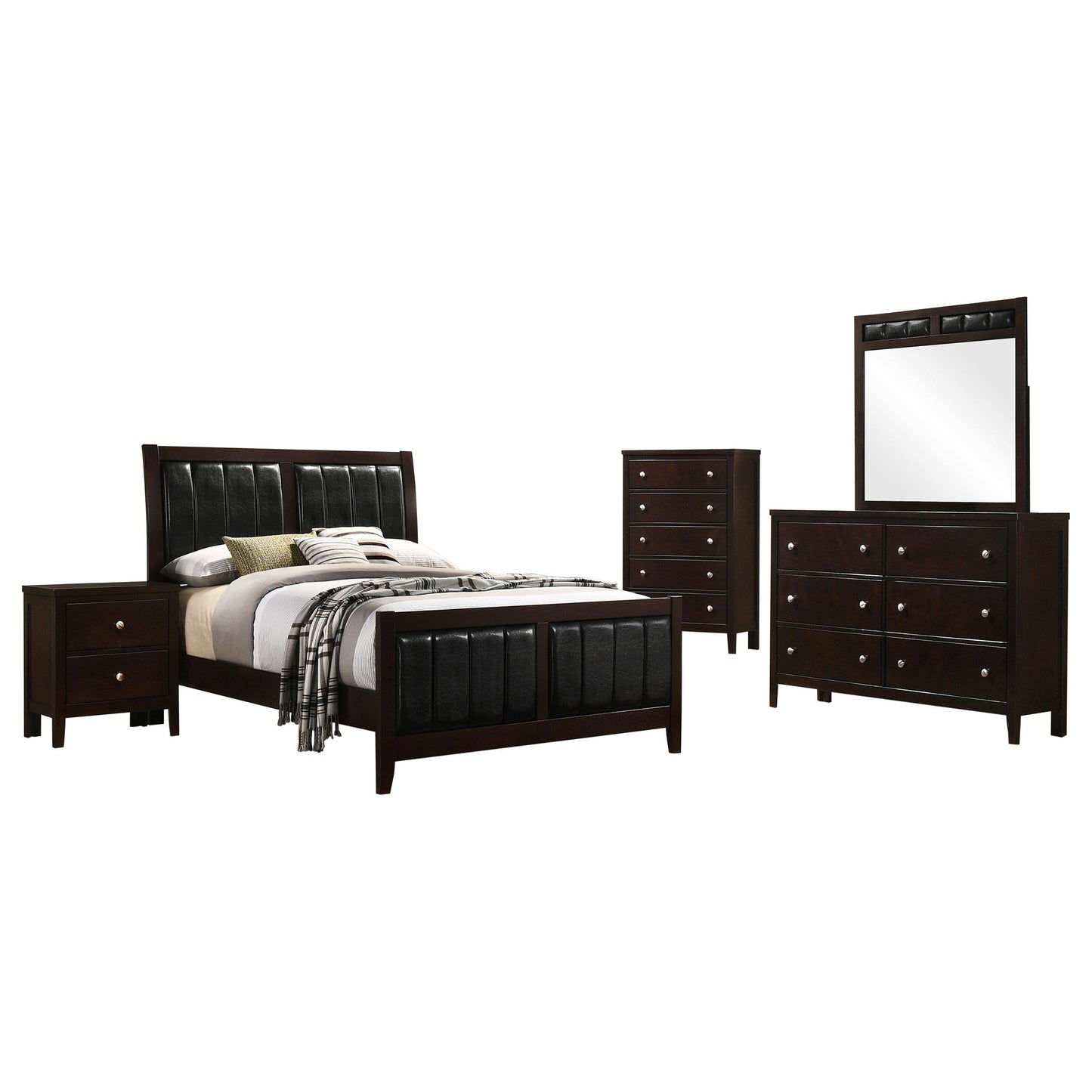 Carlton Bed 5-Piece Set in Cappuccino