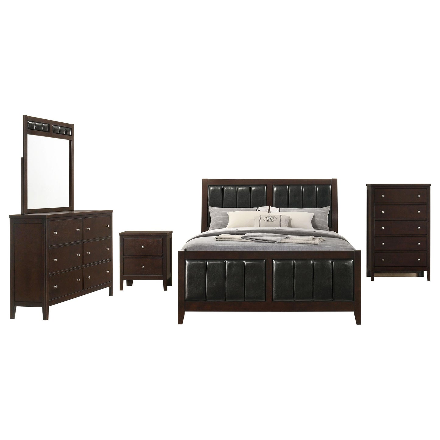 Carlton Bed 5-Piece Set in Cappuccino