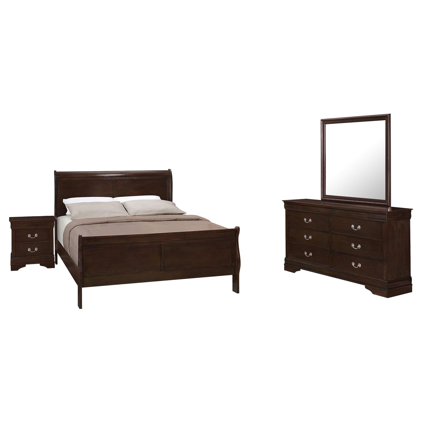 Louis Philippe Eastern King Bed 4-Piece Set - Cappuccino