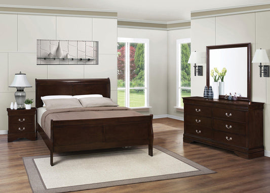 Louis Philippe Queen Bed 4-Piece Set - Cappuccino