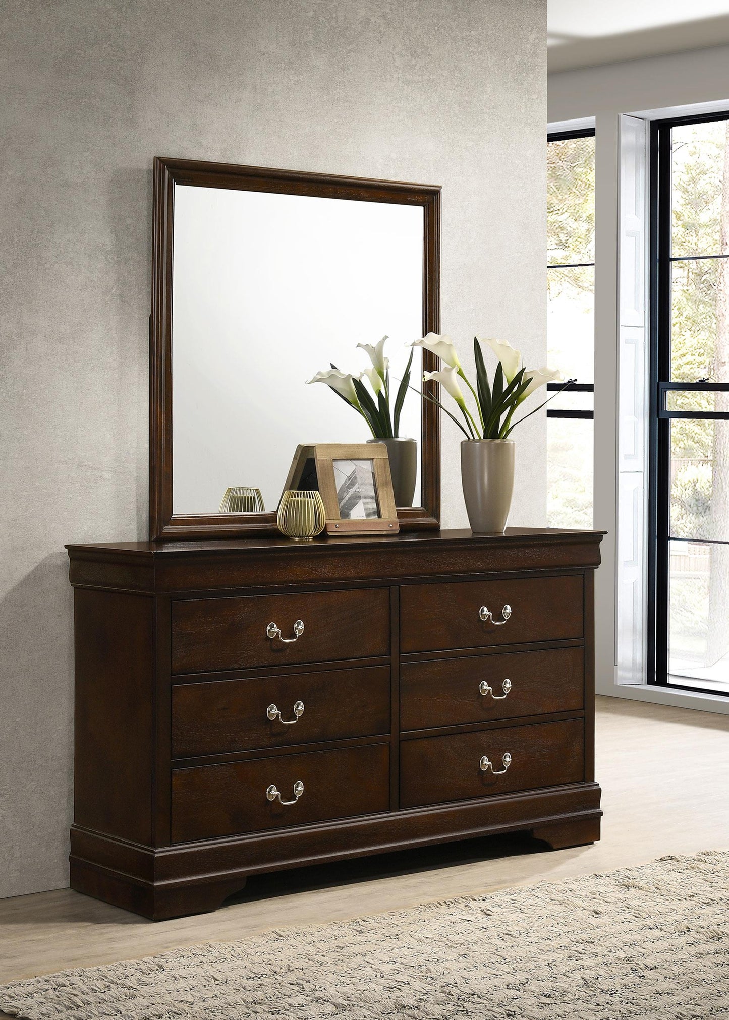 Louis Philippe Dresser With Mirror - Cappuccino