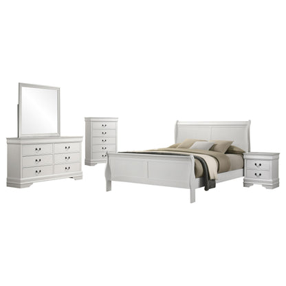 Louis Philippe Bed 5-Piece Set in White