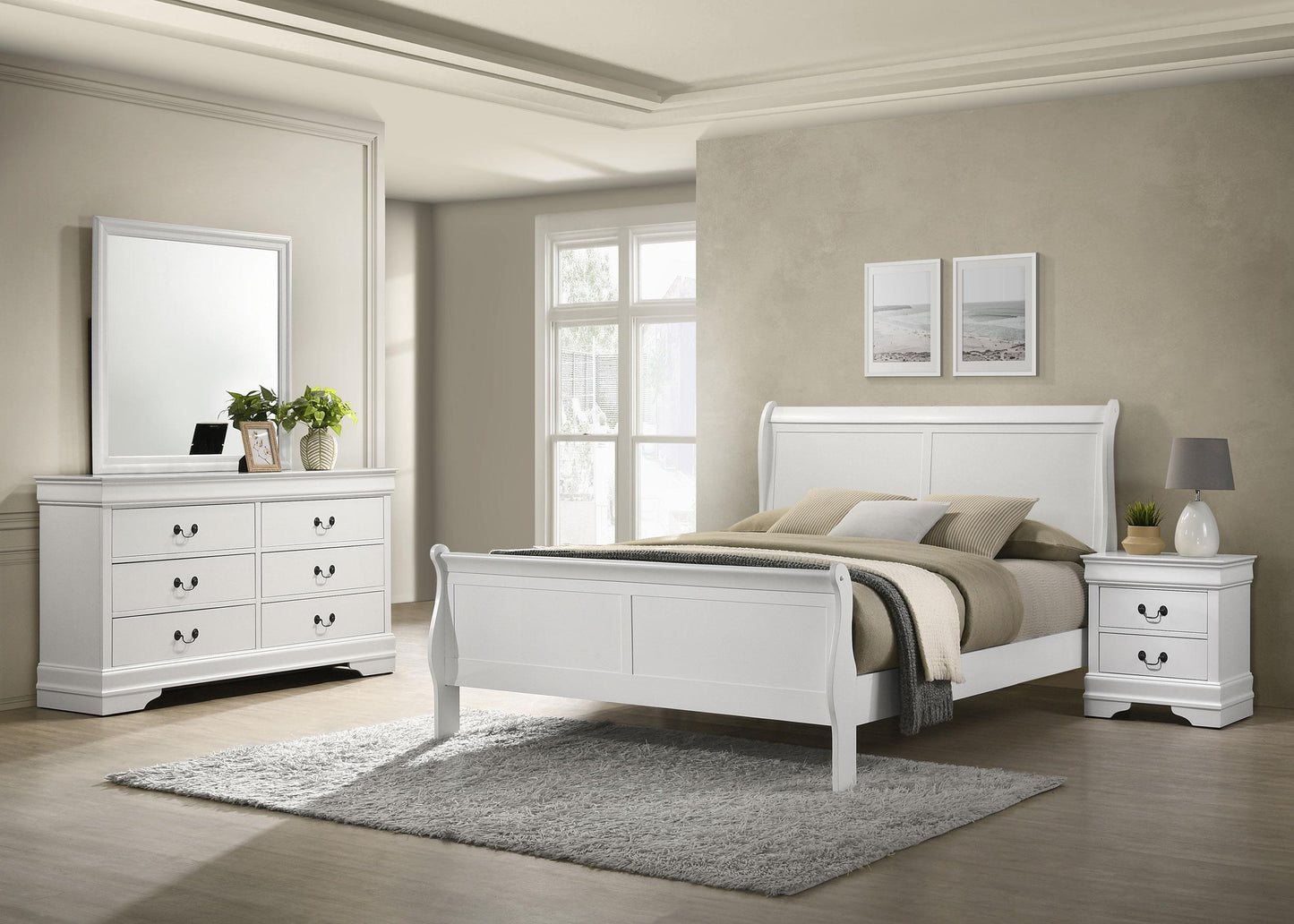 Louis Philippe Eastern King Bed 4-Piece Set - White