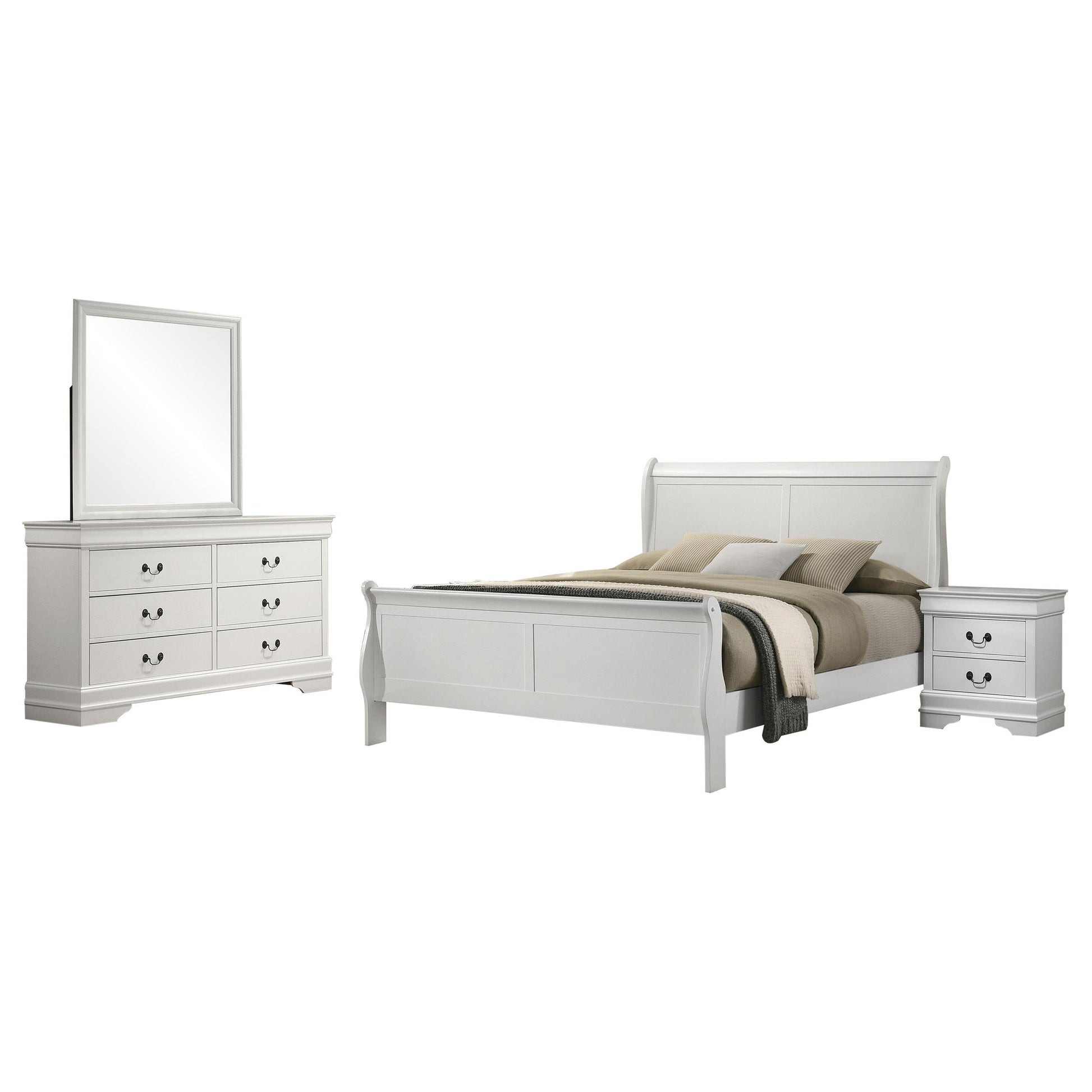 Louis Philippe Eastern King Bed 4-Piece Set - White