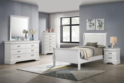 Louis Philippe Bed 5-Piece Set in White