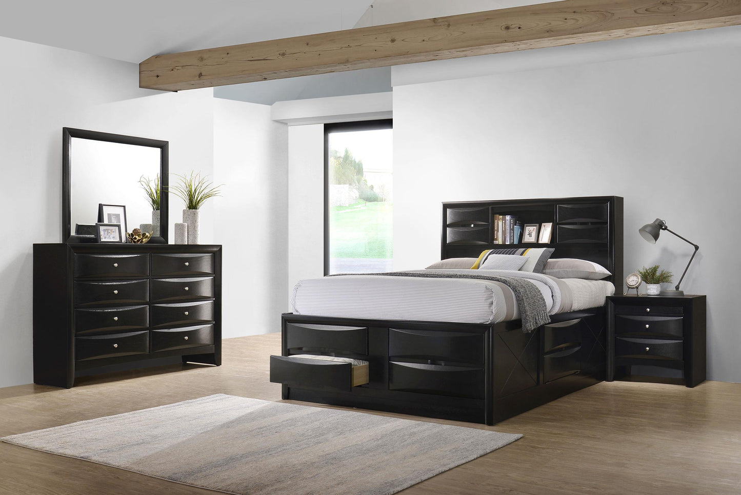 Briana Bed 4-Piece Set in Black