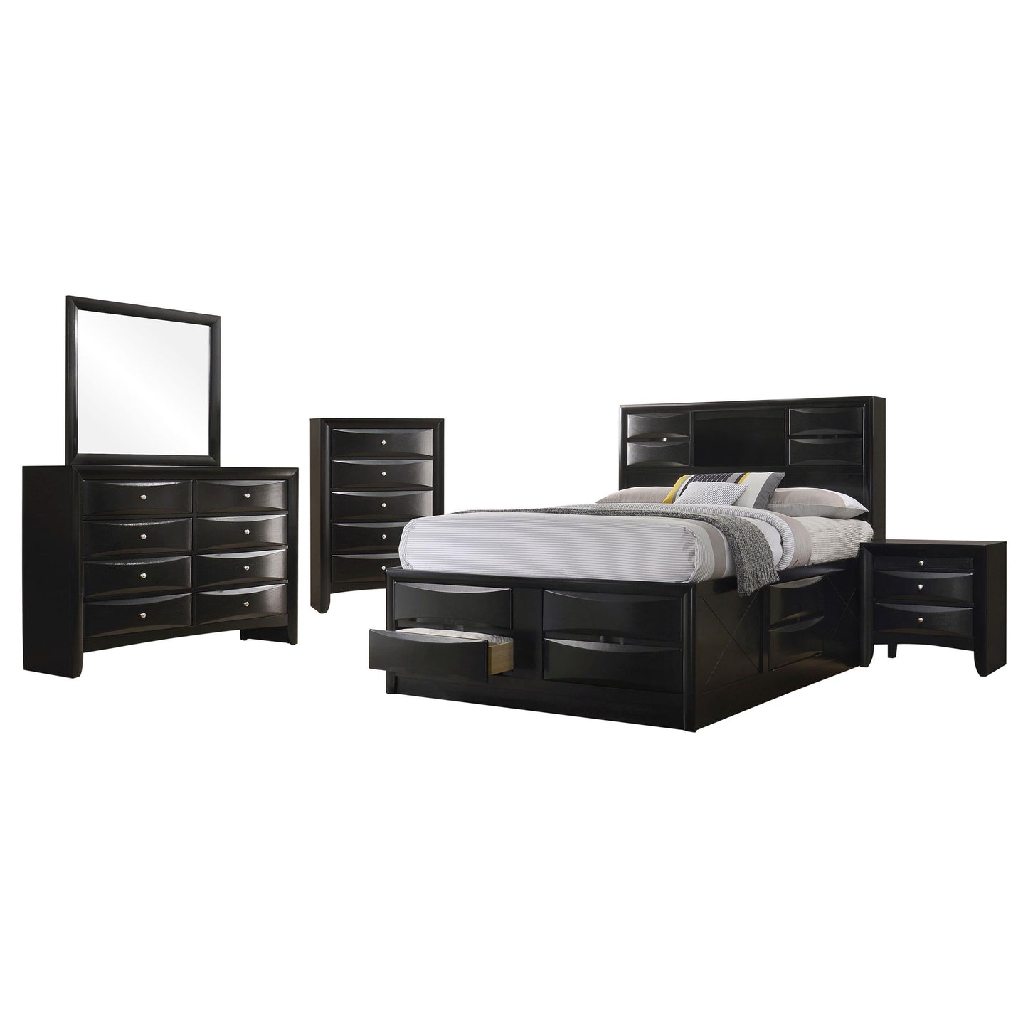 Briana Bed 5-Piece Set in Black