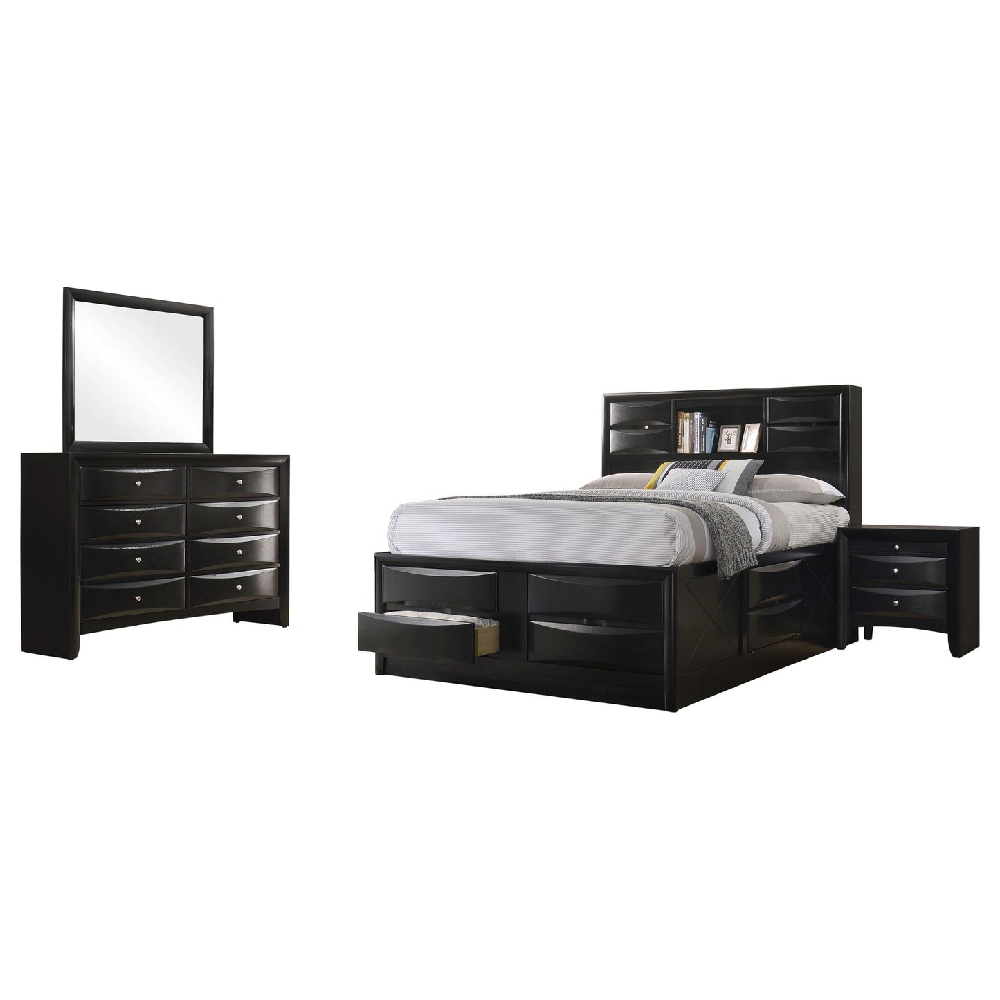 Briana Bed 4-Piece Set in Black