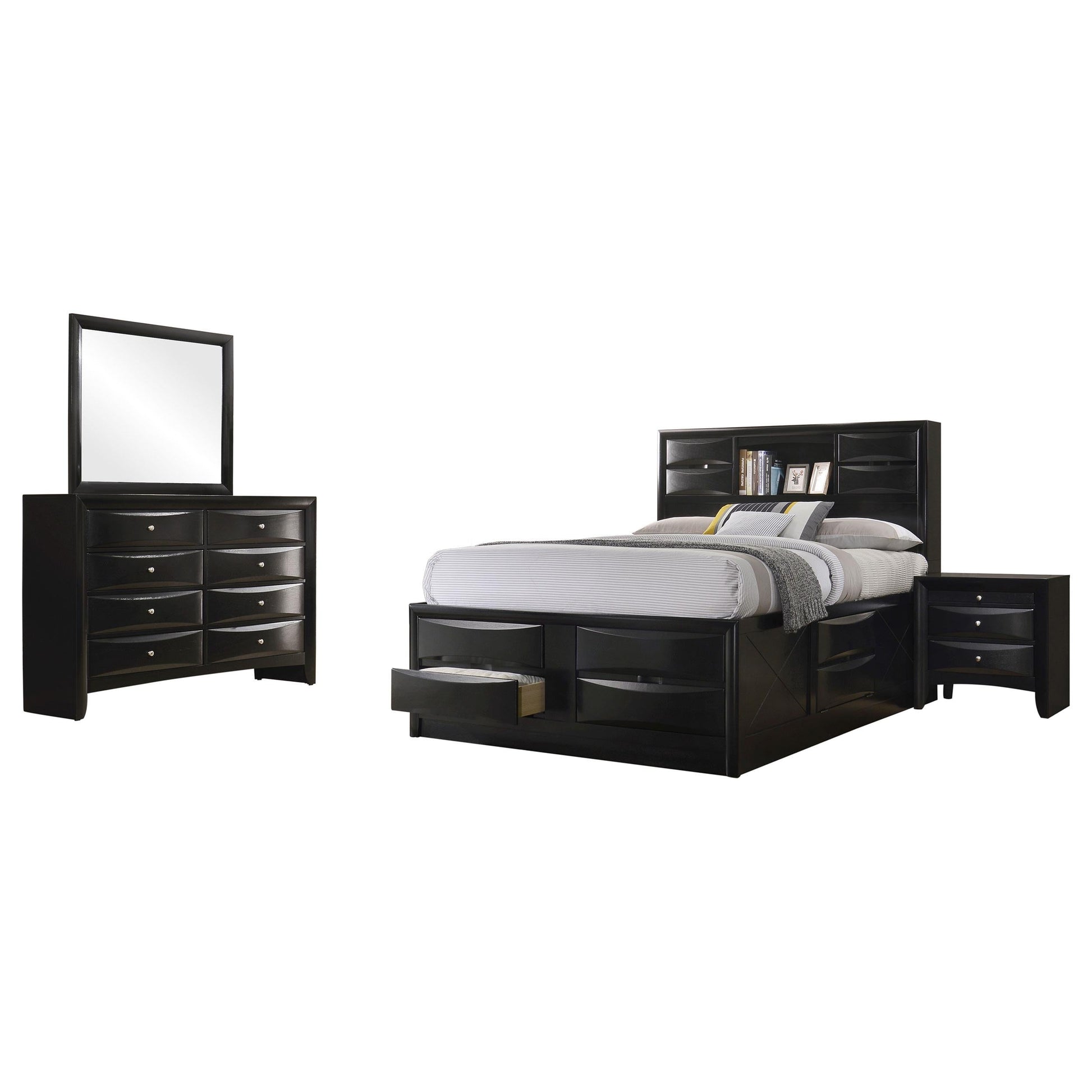 Briana Bed 4-Piece Set in Black