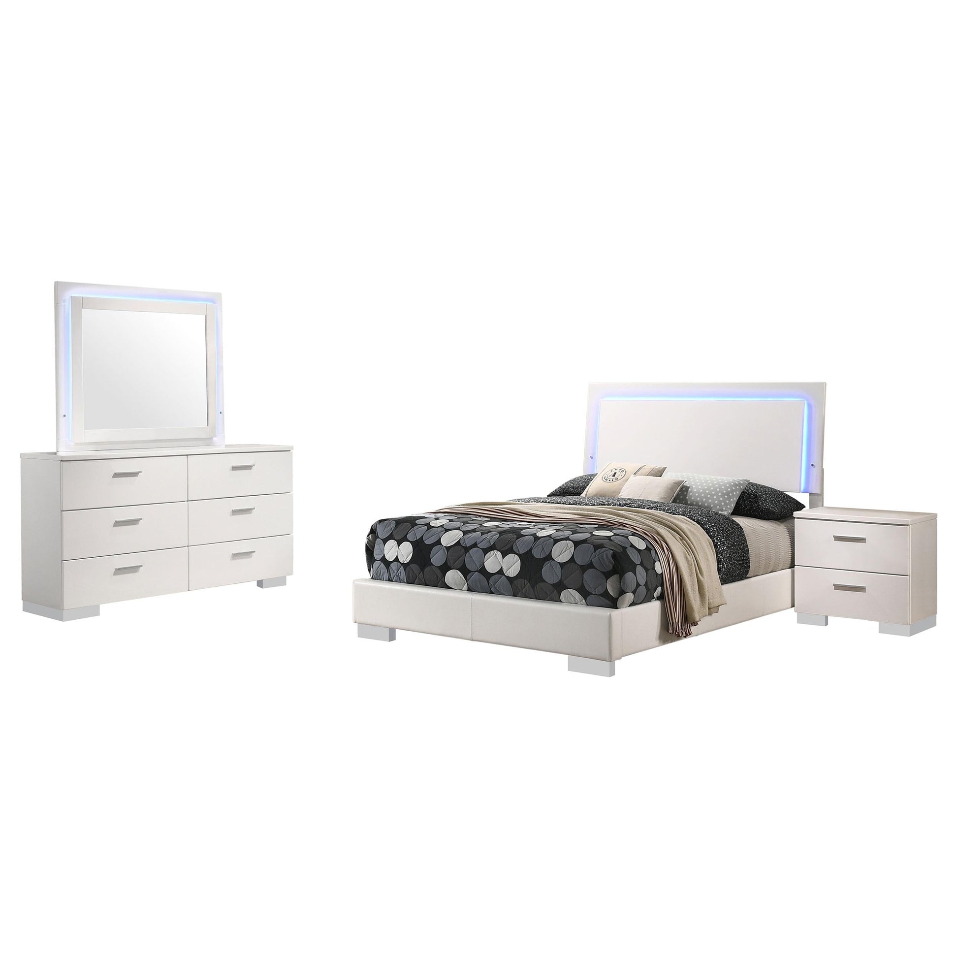 Felicity Full Bed 4-Piece Set - White High Gloss