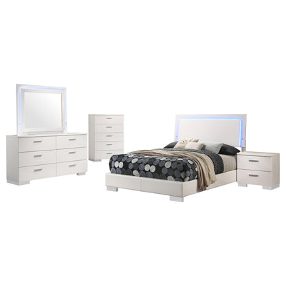 Felicity Full Bed 5-Piece Set - White High Gloss